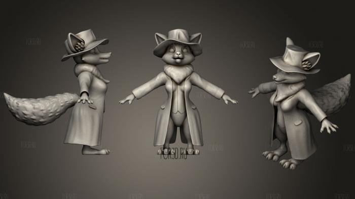 Wild west fox 3d stl for CNC